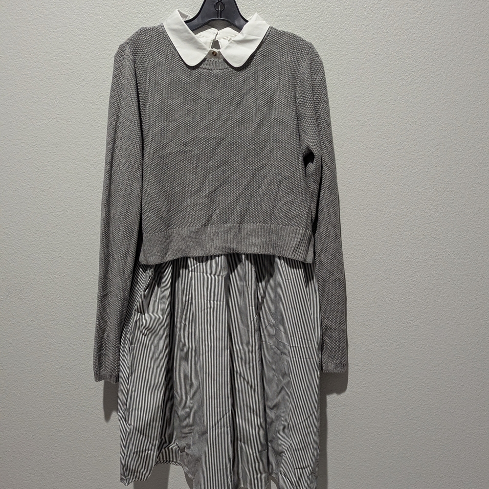 Seraphine Gray and White Collared Dress